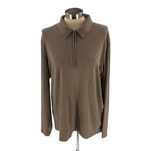 Calvin Klein Womens Sweatshirt Large Brown Pullover Long Sleeve Quarter Zip